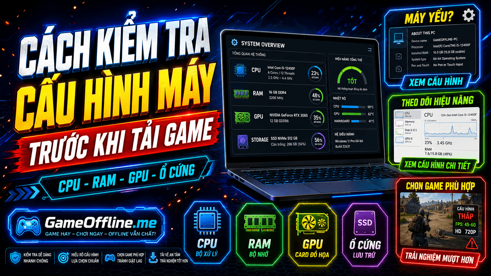 Cách kiểm tra cấu hình máy trước khi tải game