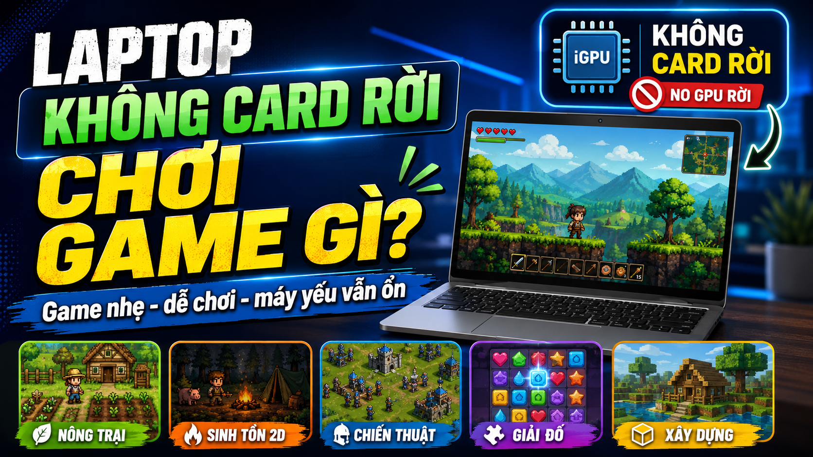 Laptop không có card rời nên chơi game gì? Gợi ý game nhẹ dễ chơi